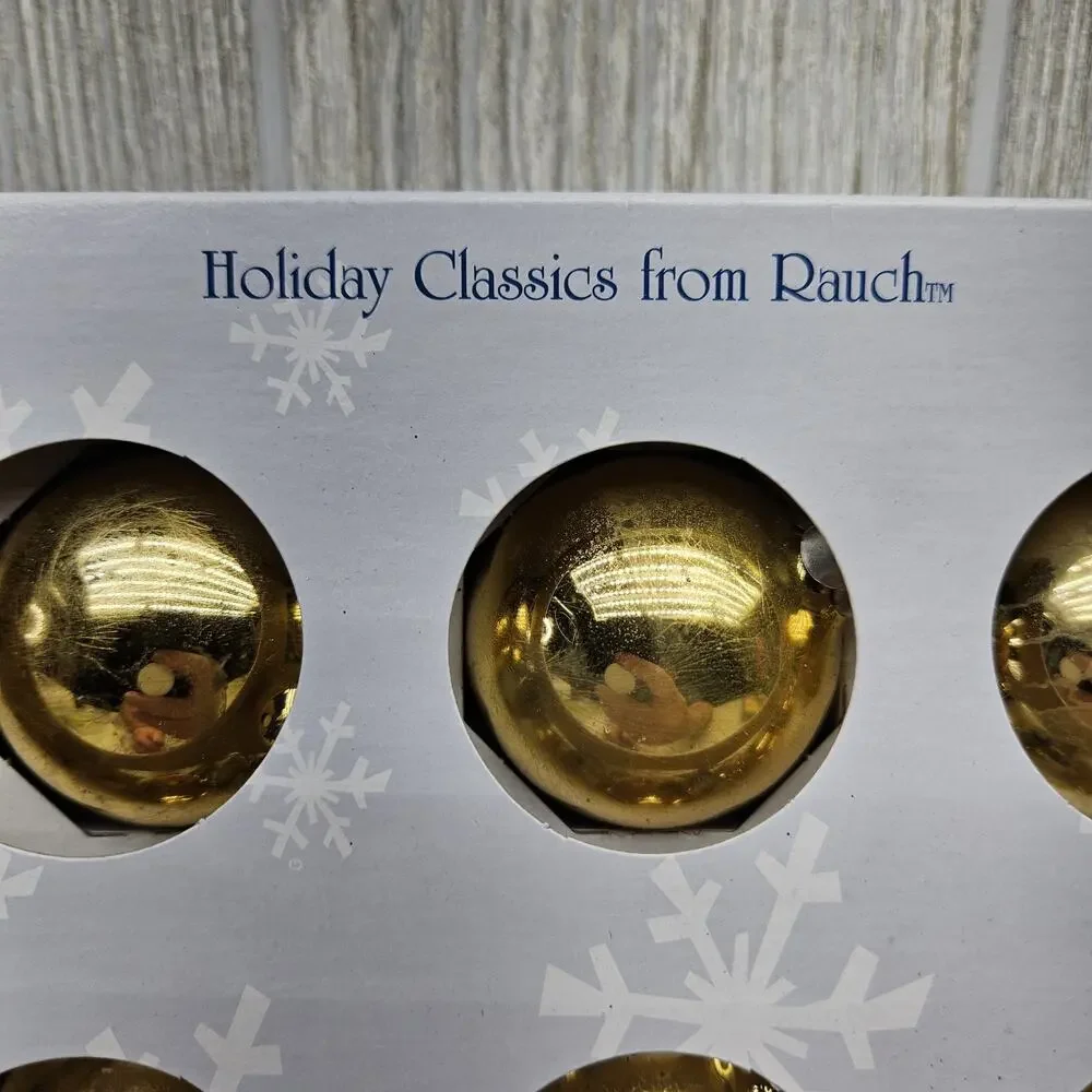Vintage Rauch Holiday Classics Gold Glass Ornaments Set of 20 Christmas USA Made